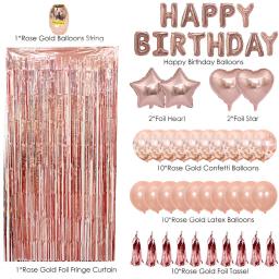 Conjunto de decoração de aniversário com 28 peças, balões em ouro rosê, com borla, de látex, para decoração de festas de aniversário - Image 2