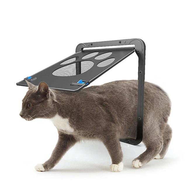 Porta de Tela para Animais de Estimação com Impressão de Pata de Cachorro, Anti-Mordida e Material Resistente em ABS e Nylon