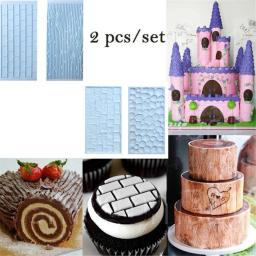 Forma de pedra de casca de árvore 2 tamanhos, ferramenta de confeitaria em relevo para decoração de bolo fondant, faça você mesmo, moldes para bolo - Image 1