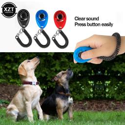 Suprimentos de treinamento do cão de estimação gato cachorro treinamento clicker plástico novos cães clique trainer ajuda ajustável alça de pulso som chave corrente - Image 4