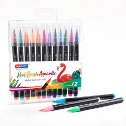 Cor da água Escova Canetas, Cabeça Macia, Lavável, Desenhar Gancho, Linha Curso, Material de Arte Escolar, 12 Cores, 24 Cores, 36 Cores - Image 3