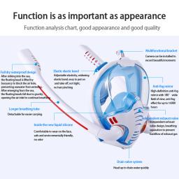 Máscara de mergulho de silicone para adultos Máscara de mergulho de tubo duplo Óculos de natação secos, Aparelho de respiração subaquática - Image 2