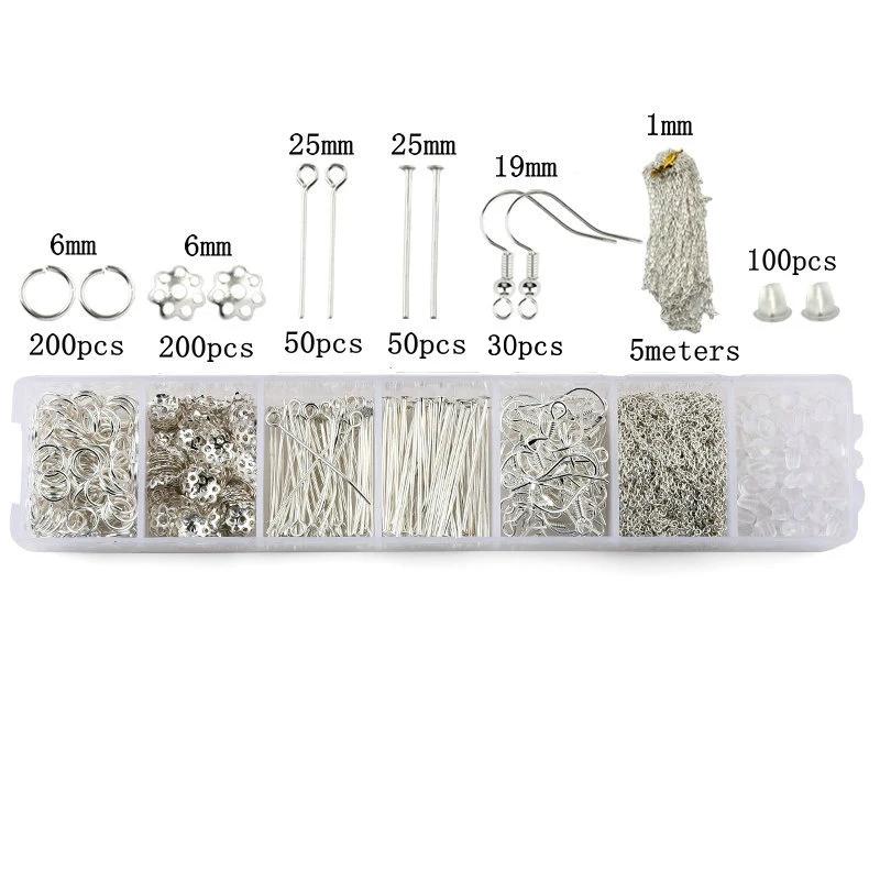 Jóias Descobertas Tool Set para DIY Fazer Jóias, Open Jump Ring, Fecho de Lagosta, Cadeia Cauda, Clip Buckle, Drop Kit, Brinco Ganchos - Image 1