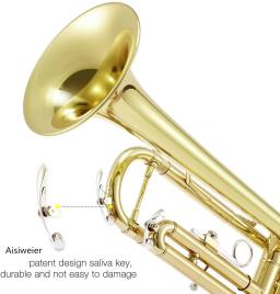Aisiweier Gold Brass Trumpet Set, trompete Bb padrão, estojo rígido, luvas, 7 C bocal, apto para estudantes, ATR-380 - Image 2