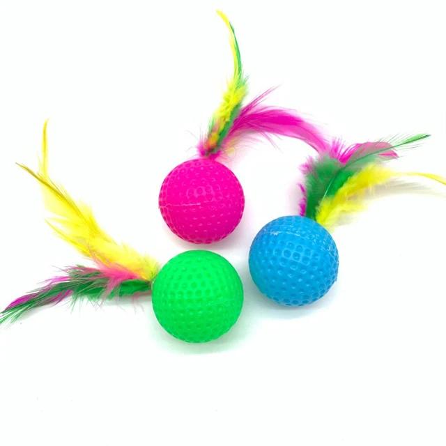 Bola de Golfe com Pena para Gatos 10 Unidades Brinquedo Interativo