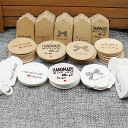 Marrom e Livro Branco Etiqueta de Presente Tag, Handmade Jóias Encantos Tag, Favores Do Casamento Redondo, Biscoitos Tag Decorativo, Multi Bonito, 100Pcs - Image 1