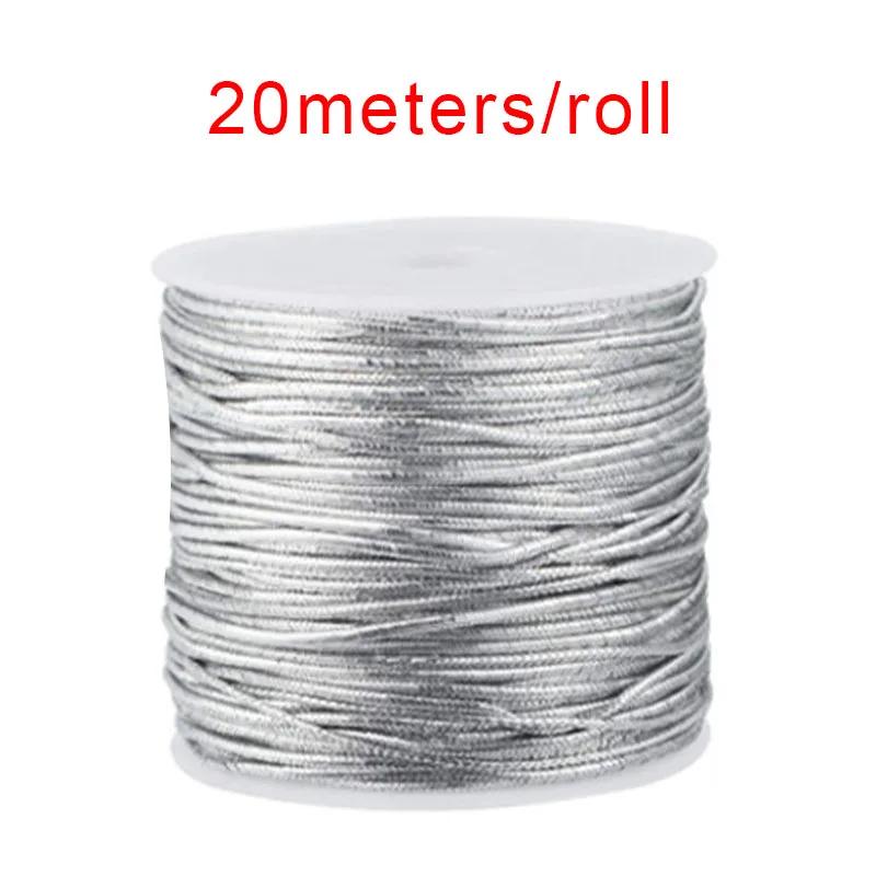 20 metros/rolo ouro prata cabo elástico redondo alta elástica metálico enfeites corda para o natal diy embalagem artesanato roupas tag - Image 1
