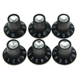 Ohello-preto e prata guitarra Amplificador Control botões, Tom Volume, se adapta para Fender, 6mm eixo Pots, amplificadores, 6pcs - Image 1