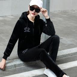 Roupa esportiva feminina bordada, roupas de treino tamanho grande, de veludo escovado, para exercícios ao ar livre, ioga, conforto, roupa esportiva - Image 6