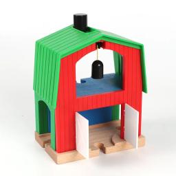 Conjunto de trilho de trem ferroviário de madeira, acessório de estação de trem com túnel adequado para todas as marcas, brinquedos educativos de trilhos de madeira para crianças - Image 4