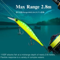 Tsurinoya 115mm 17.2g 115sp suspensão minnow sistema de peso isca de pesca aurora pique baixo jerkbait isca dura - Image 4
