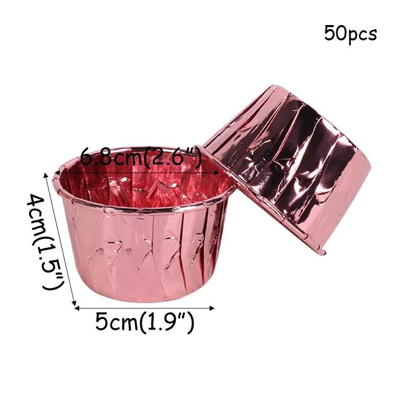 Envoltório de cupcake de ouro rosado 50 peças, suprimentos para festa, copo de bolo, decoração de casamento, ferramenta de cozinha de cozimento - Image 1