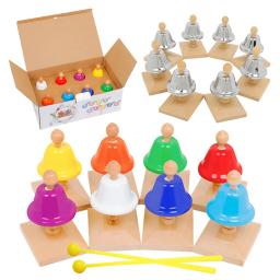 Conjunto de instrumentos de percussão para crianças, sino de cor 8-notas, chocalho de metal, brinquedo de aprendizagem musical, ajuda educacional precoce, brinquedos infantis - Image 3