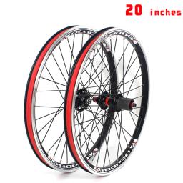 Rodado de bicicleta dobrável com freio a disco, Rodas de liga de alumínio, V Freio, Rodas de bicicleta, 2 Rolamentos, 7-10Speed, 20 polegadas, 406, 451, 74mm, 20, 24, 32H - Image 1