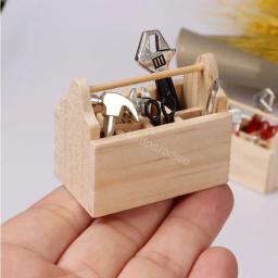 Mini Caixa De Ferramentas De Madeira Com Ferramentas De Reparação, Miniatura Modelo De Brinquedos Para Rapazes, Ferramentas Para Brincar, Jogos E Acessórios, Decoração De Bonecas, 1:12 - Image 5
