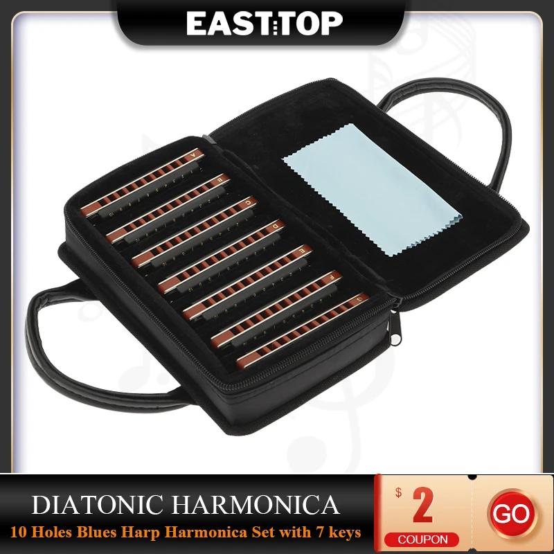 EASTTOP-Conjunto de Harmônica Diatônica para Adultos, Órgão Boca, Harpa Blues, 10 Buracos, 7 Chaves, Band Player, T008K-7 - Image 1