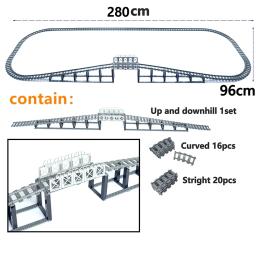 Modelo de trilho de trem da cidade em linha reta curvado macio flexível interruptor uphill faixas montadas blocos de construção diy brinquedo de construção - Image 1