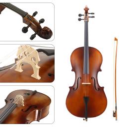 Lommi orquestra escola violoncelo 4/4 3/4 1/2 1/4 1/8 estudante cello maple brazilwood arco rosin bolsa de transporte + caso instrumentos da corda - Image 3