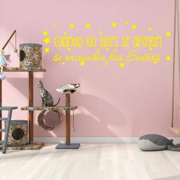 Quando as luzes desligar decalques de parede frases motivacionais espanhol com estrelas decoração do berçário vinil interior adesivos wz191 - Image 3