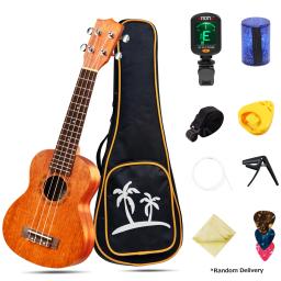 Ukulele Soprano Mahogany Madeira Ukelele com Carry Bag, Uke Strap, cordas, Tuner, Pick Holder, Celuloid Picks, 21 polegadas, Hot - Image 1