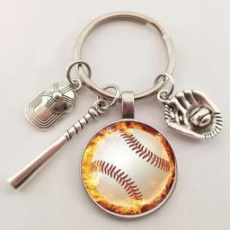 Vintage Baseball Sports Keychain para homens, Sports Chaveiro, Retro Silhouette Art, Baseball Player Jóias - Image 4