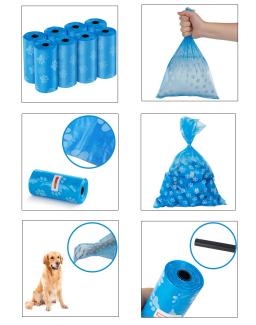 Saco de cocô de cachorro sacos de resíduos de cão de estimação 30 rolos de recarga com 1 dispensadores clipe de coleira fácil rasgo sacos de captação de cocô suprimentos para animais de estimação - Image 6