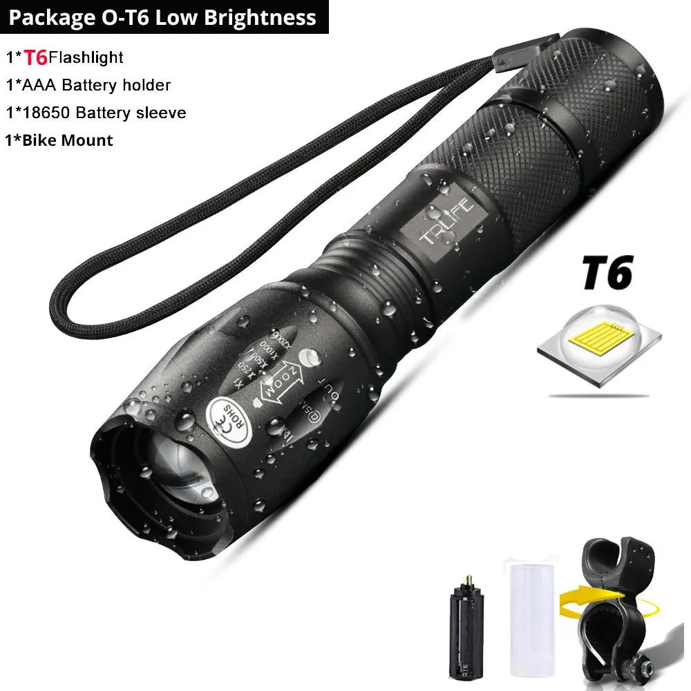 Luz de bicicleta v6 l2 t6, luz led de ciclismo, lâmpada frontal à prova d'água, lanterna com zoom - Image 1