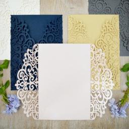 Cartões de presente e felicitações em várias cores, convite de casamento com corte a laser, cartão de visitas rsvp, decoração para lembrancinhas de festa com 10 peças - Image 4