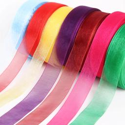 Fita de organza jardas, fita para decoração de festa de casamento, embalagem de presente, fitas de seda de natal, tecido de renda, faça você mesmo, costura artesanal - Image 1