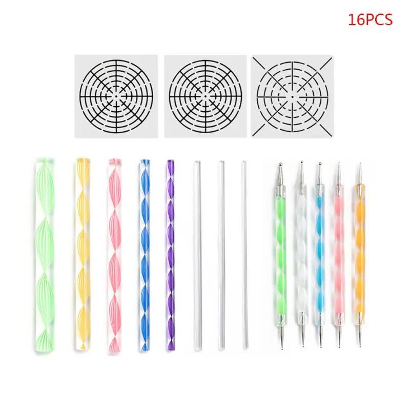 16 pçs/set Mandala Pontilhando Ferramentas Kit para Pintura Pedra Rocha Cerâmica Vara Stencil dropshipping - Image 1