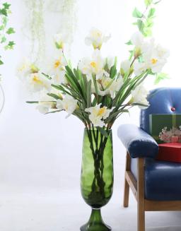 1 peça 90cm 3 cabeças de flores artificiais íris flor terralo prazer em casa mesa de casamento decoração presente f605 - Image 3