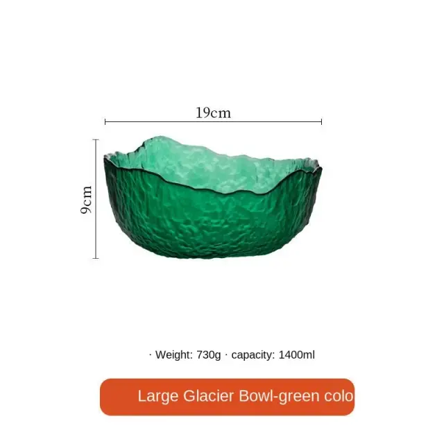 Vaso de Salada de Frutas em Relevo com Design Criativo e Grande Capacidade em Esmeralda Japonesa Verde
