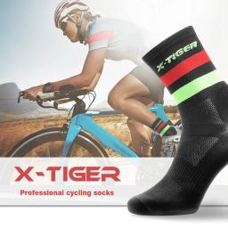 X-TIGER-Meias de ciclismo profissional para homens e mulheres, respirável, esportes, bicicleta, corrida, bicicleta, desgaste de compressão, alta qualidade - Image 2