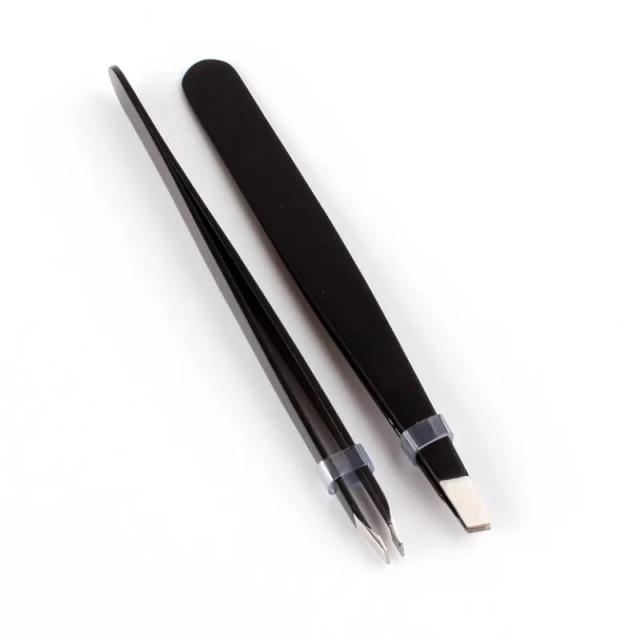 Pinça de Sobrancelha de Aço Inoxidável - Removedor de Pelos Faciais com Design Inclinada, Ideal para Maquiagem e Beleza, 1 Unidade