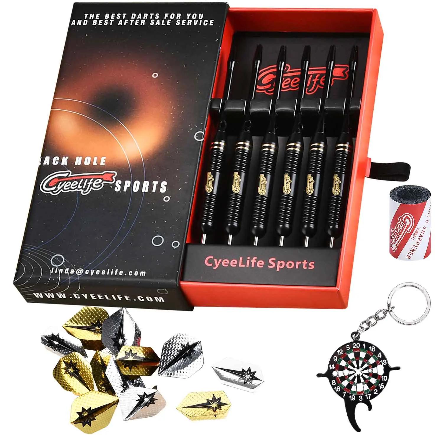 Cyeelife-conjunto de dardos de ponta de aço, 22g, profissional, com estojo de presente, 12 voos + apontador + ferramenta multifuncional, 6 pacotes - Image 1