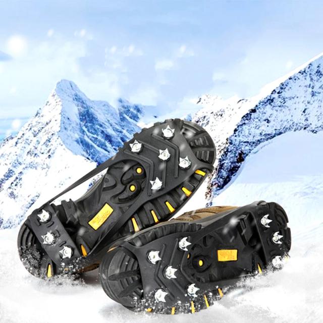 Crampons de Escalada com 8 Dentes para Caminhadas ao Ar Livre, Pesca no Gelo e Sapatos Antiderrapantes em Aço Manganês