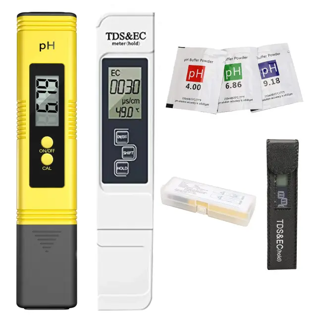 Medidor Digital de Pureza da Água, Termômetro e Tester de PPM para Aquários e Hidropônicos - Monitor de PH, TDS e EC para Piscinas