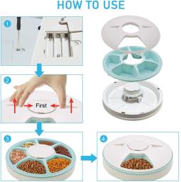 Alimentador automático para animais de estimação gato alimentador 24h temporizador 6 grades cão gato comida dispensador cães gatos elétrica seco molhado comida prato alimentação para animais de estimação suprimentos - Image 5