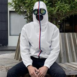 Jaqueta de proteção solar com capuz para homens e mulheres, quebra-vento alienígena fino, óculos, roupa ultra-homem, moda casal, 2023 - Image 2