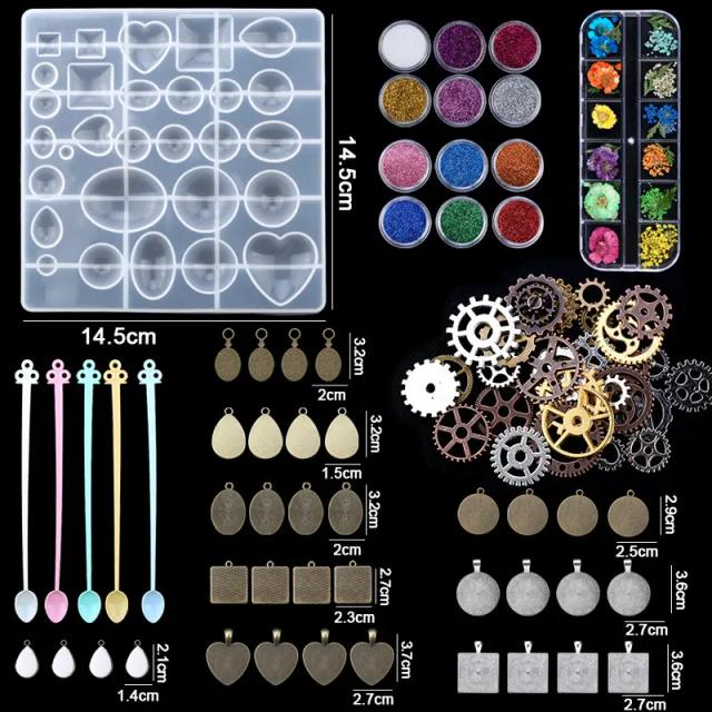 Kit Completo de Moldes de Resina Epóxi para Artesanato em Jóias e Brincos - 16 Estilos com Ferramentas de Silicone UV