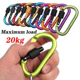 Mosquetão de escalada 77mm com trava rápida, acessório de mochila parafuso de alumínio rígido tipo d com trava - Image 1