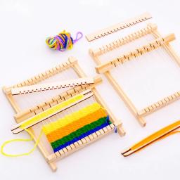 Tear de tecelagem de madeira tradicional para crianças Artesanato Ferramenta de tricô de lã Máquina de trança de madeira Artesanato de bricolage Educação infantil - Image 1