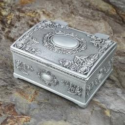 Tamanho pequeno Retro Caixa De Jóias De Metal, Flor Vintage, Esculpida Decoração De Casa, Case Trinket, Anel, Pulseira, Pingente De Armazenamento, Organizador De Contas - Image 5