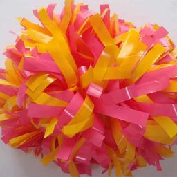 Cheerleader Pom Pom Poms, totalmente Shinny, 6 "Baton Handle, plástico laranja, compressão de cor personalizada, Video Show, 180g, 1 peça - Image 1