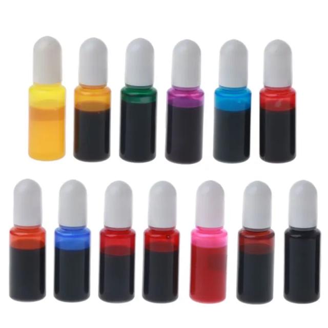 Conjunto de 24 Cores de Tinta de Álcool para Arte em Resina Epóxi com Pigmentos Líquidos - 10ml Cada