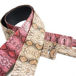 Correia de guitarra elétrica, couro estampa de pele de cobra, correias de baixo acústicas rosa, cinto - Image 3