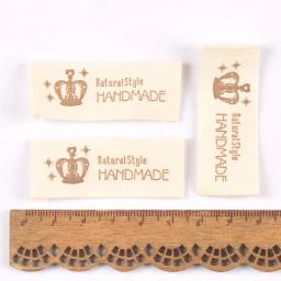 Misturado bege artesanal impresso algodão etiquetas tecidas, etiqueta do cuidado, etiquetas laváveis do vestuário, acessórios de costura, c2395, 50Pcs - Image 6