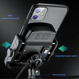 Suporte de celular para motocicleta com qc 3.0, carregador usb sem fio, para iphone 12 11 x samsung com gps - Image 3