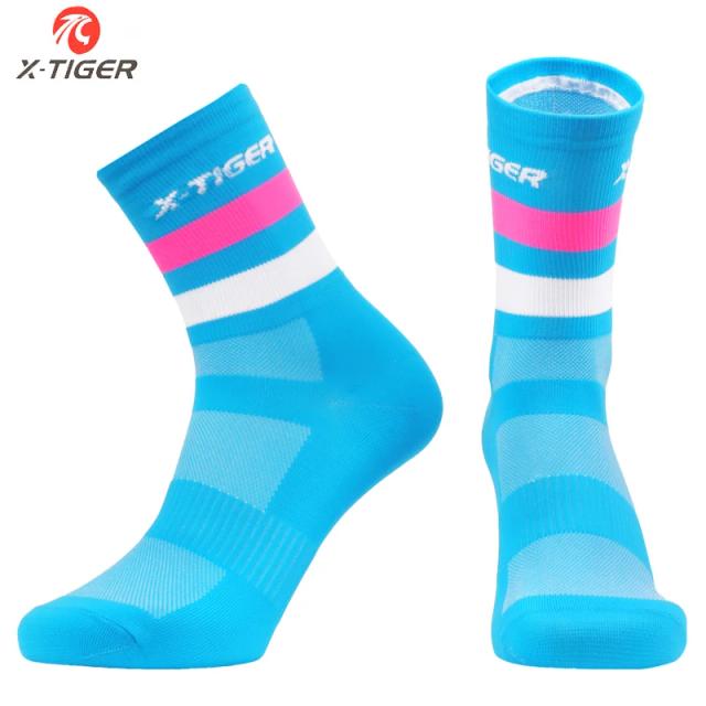 Meias de Ciclismo Profissional X-TIGER para Homens e Mulheres - Respirável, Confortáveis e de Alta Qualidade para Esportes e Corridas