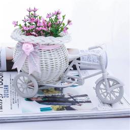 21021 nova bicicleta decorativo cesta de flores mais novo plástico branco triciclo bicicleta design flor cesta de armazenamento festa decoração vasos - Image 6